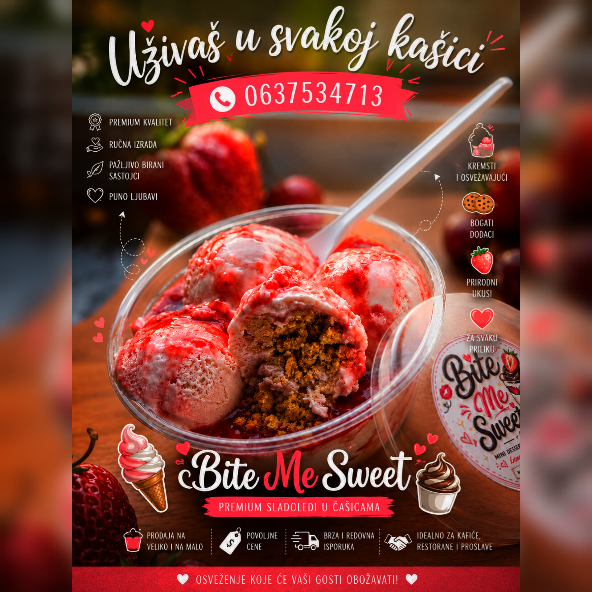 🍨BITE ME SWEET  Premium sladoledi u čašicama
